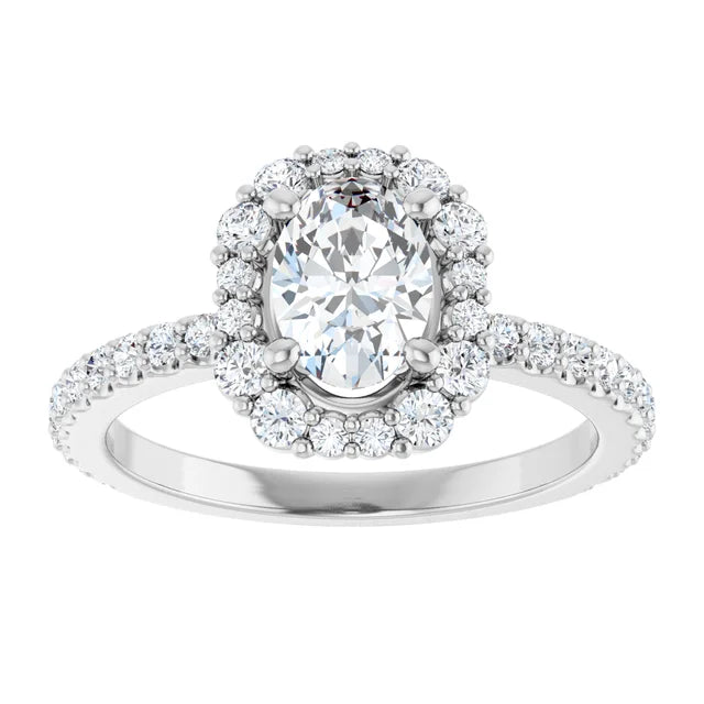 14K White 7x5 mm Oval Engagement Ring