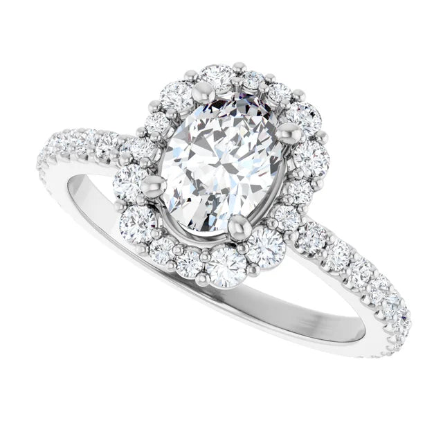 14K White 7x5 mm Oval Engagement Ring