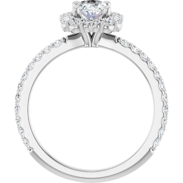 14K White 7x5 mm Oval Engagement Ring