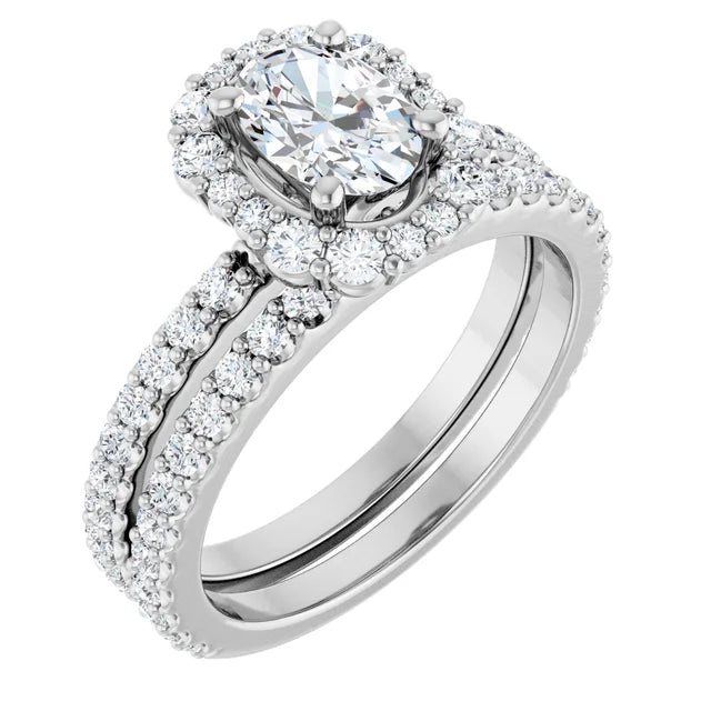 14K White 7x5 mm Oval Engagement Ring