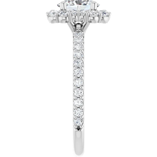 14K White 7x5 mm Oval Engagement Ring