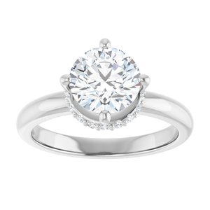 14K White Gold 7.4 mm Round Hidden Halo-Style Engagement Ring. 127141:329:P