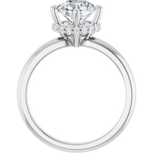 14K White Gold 7.4 mm Round Hidden Halo-Style Engagement Ring. 127141:329:P