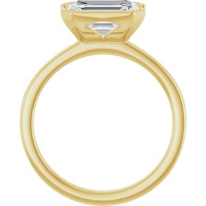 14K Yellow Gold 9x7 mm Emerald Half Bezel-Set Solitaire Engagement Ring. 127253:120:P