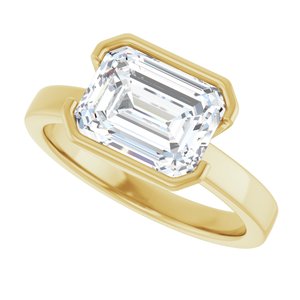 14K Yellow Gold 9x7 mm Emerald Half Bezel-Set Solitaire Engagement Ring. 127253:120:P