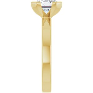 14K Yellow Gold 9x7 mm Emerald Half Bezel-Set Solitaire Engagement Ring. 127253:120:P