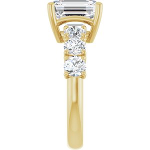 14K Yellow Gold 9x7 mm Emerald Accented Engagement Ring. 127031:270:P