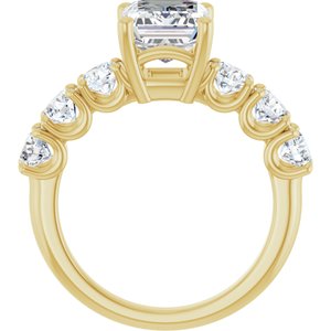 14K Yellow Gold 9x7 mm Emerald Accented Engagement Ring. 127031:270:P