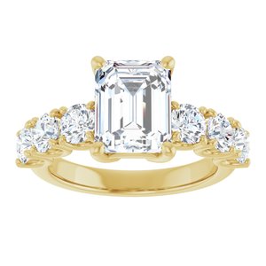 14K Yellow Gold 9x7 mm Emerald Accented Engagement Ring. 127031:270:P