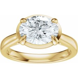 14K Yellow Gold 9x7 mm Oval Solitaire Engagement Ring. 689419:600:P