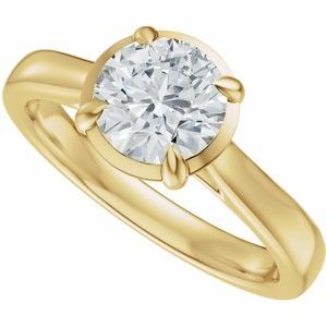 14K Yellow Gold 6.5 mm Round Solitaire Engagement Ring. 689419:618:P