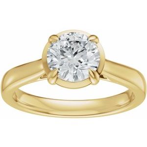 14K Yellow Gold 6.5 mm Round Solitaire Engagement Ring. 689419:618:P