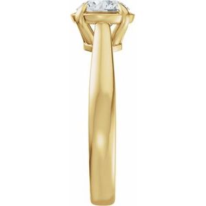 14K Yellow Gold 6.5 mm Round Solitaire Engagement Ring. 689419:618:P