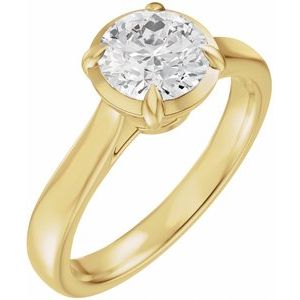 14K Yellow Gold 6.5 mm Round Solitaire Engagement Ring. 689419:618:P