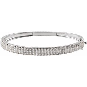 14K White Gold 1 3/8 CTW Diamond Bangle Bracelet