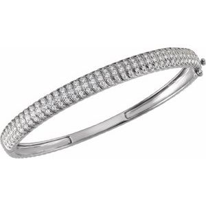 14K White Gold 1 3/8 CTW Diamond Bangle Bracelet