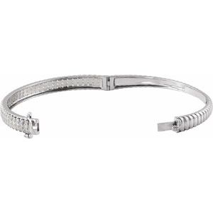 14K White Gold 1 3/8 CTW Diamond Bangle Bracelet