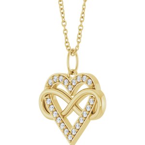 14K Yellow Gold 1/6 CTW Diamond Infinity-Inspired Heart Necklace
