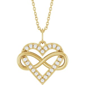 14K Yellow Gold 1/6 CTW Diamond Infinity-Inspired Heart Necklace