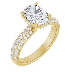 14K Yellow Gold 9x7 mm Oval Hidden Halo-Style Accented Engagement Ring. 127118:3521:P