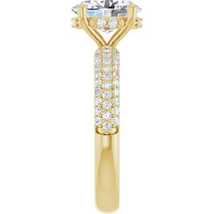 14K Yellow Gold 9x7 mm Oval Hidden Halo-Style Accented Engagement Ring. 127118:3521:P