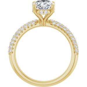 14K Yellow Gold 9x7 mm Oval Hidden Halo-Style Accented Engagement Ring. 127118:3521:P