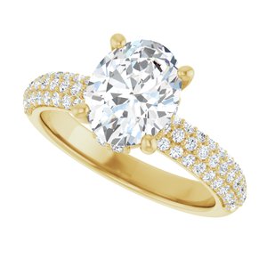 14K Yellow Gold 9x7 mm Oval Hidden Halo-Style Accented Engagement Ring. 127118:3521:P