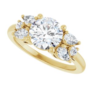14K Yellow Gold 7.4 mm Round Accented Engagement Ring. 127235:1170:P