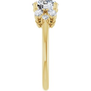 14K Yellow Gold 7.4 mm Round Accented Engagement Ring. 127235:1170:P
