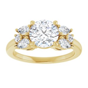 14K Yellow Gold 7.4 mm Round Accented Engagement Ring. 127235:1170:P
