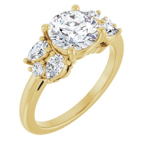 14K Yellow Gold 7.4 mm Round Accented Engagement Ring. 127235:1170:P