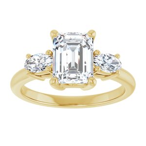14K Yellow Gold 8x6 mm Emerald Three-Stone Engagement Ring 127205:1196:P
