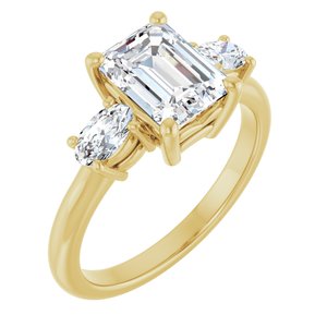 14K Yellow Gold 8x6 mm Emerald Three-Stone Engagement Ring 127205:1196:P
