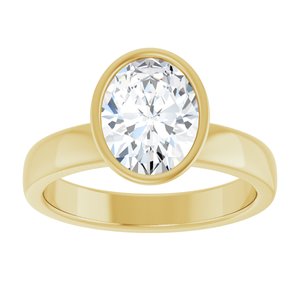 14K Yellow Gold 9x7 mm Oval Bezel-Set Solitaire Engagement Ring. 127201:102:P