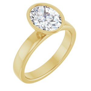 14K Yellow Gold 9x7 mm Oval Bezel-Set Solitaire Engagement Ring. 127201:102:P