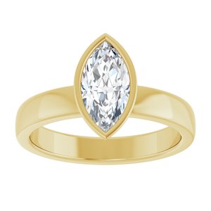 14K Yellow Gold 10x5 mm Marquise Bezel-Set Solitaire Engagement Ring. 127201:131:P