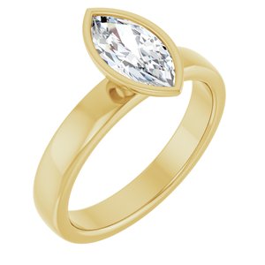 14K Yellow Gold 10x5 mm Marquise Bezel-Set Solitaire Engagement Ring. 127201:131:P