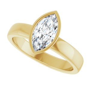 14K Yellow Gold 10x5 mm Marquise Bezel-Set Solitaire Engagement Ring. 127201:131:P