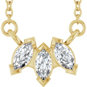 14K Yellow Gold 1/5 CTW Natural Diamond Three-Stone Necklace