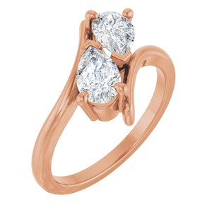 14K Rose Gold 7x4.5 mm Pear Two-Stone Engagement Ring. 122928:615:P