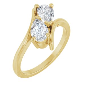 14K Yellow Gold 7x4.5 mm Pear Two-Stone Engagement Ring. 122928:616:P