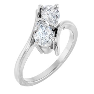 14K White Gold 7x4.5 mm Pear Two-Stone Engagement Ring. 122928:618:P