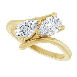 14K Yellow Gold 7x4.5 mm Pear Two-Stone Engagement Ring. 122928:616:P