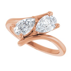 14K Rose Gold 7x4.5 mm Pear Two-Stone Engagement Ring. 122928:615:P