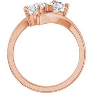 14K Rose Gold 7x4.5 mm Pear Two-Stone Engagement Ring. 122928:615:P