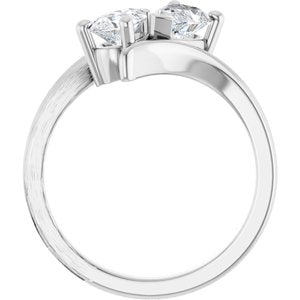 14K White Gold 7x4.5 mm Pear Two-Stone Engagement Ring. 122928:618:P