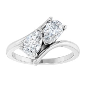 14K White Gold 7x4.5 mm Pear Two-Stone Engagement Ring. 122928:618:P