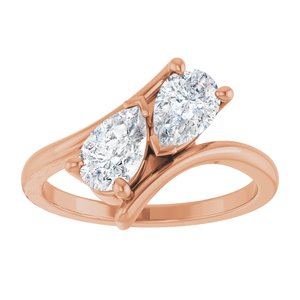 14K Rose Gold 7x4.5 mm Pear Two-Stone Engagement Ring. 122928:615:P