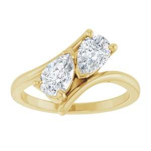 14K Yellow Gold 7x4.5 mm Pear Two-Stone Engagement Ring. 122928:616:P