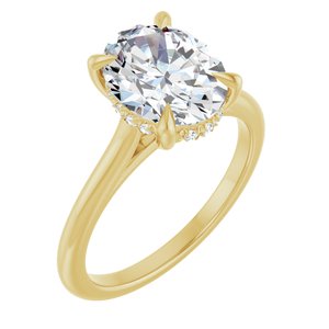 14K Yellow Gold 10x8 mm Oval Hidden Halo-Style Engagement Ring. 127198:931:P